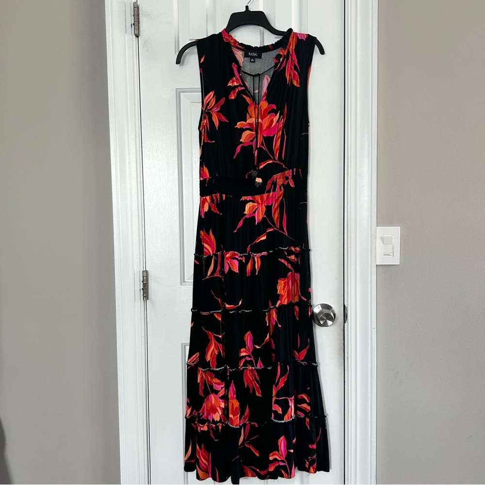 MSK Black Maxi Dress with Floral Design